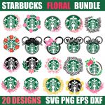 Flower Svg,Starbucks Svg,20 Starbucks Floral Svg,Floral Svg,Starbucks Cricut
