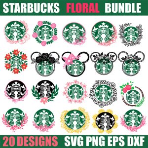 Flower Svg,Starbucks Svg,20 Starbucks Floral Svg,Floral Svg,Starbucks Cricut