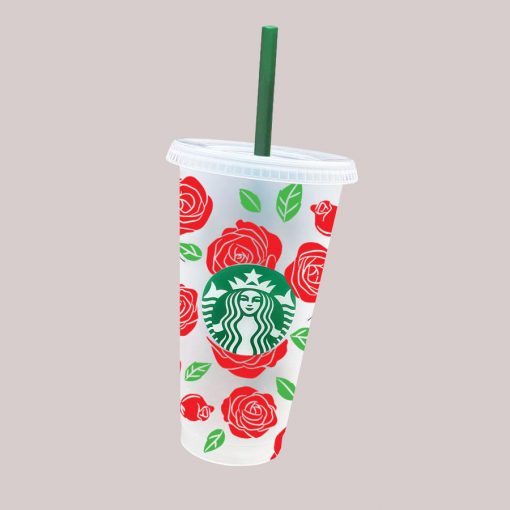 Rose full wrap starbucks cold cup svg