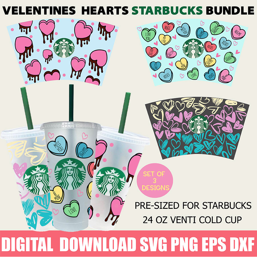 Boho Valentines Starbucks SVG-Nohole dxf Valentine svg svg file for