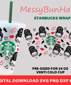 Messy Bun Hair Starbucks cup svg