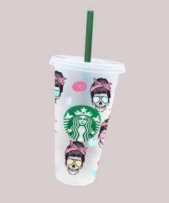 messy skull full wrap Starbucks svg cup