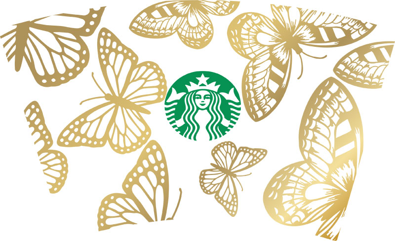 Butterfly Full Wrap with Logo Svg, Starbucks Svg, Coffee Ring Svg, Cold Cup  Svg, Cricut, Silhouette Vector Cut File – Ovalery SVG