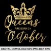 queen crown October svg