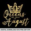 queen crown august svg