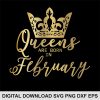 queen crown february svg