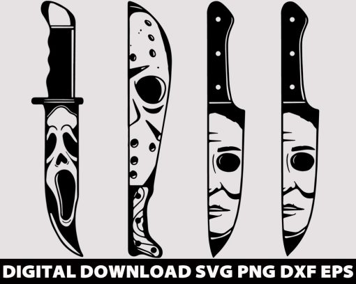 Horror movie characters in knives svg