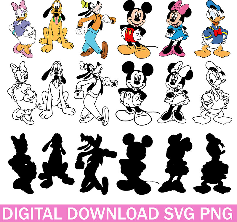 Minnie Mouse 6 Outline Digital Download, Svg, Png, Cricut, Silhouette Cut  File, Vector Instant Download 