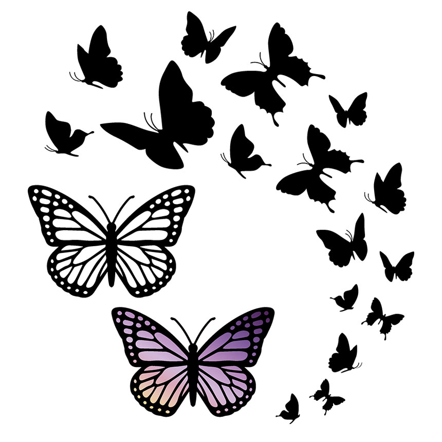 Drawing & Illustration Digital Butterfly designs shirt Svg Black
