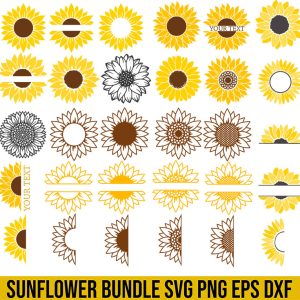 Sunflower Svg,Half Sunflower Svg,sunflower svg bundle,Sunflower Svgs