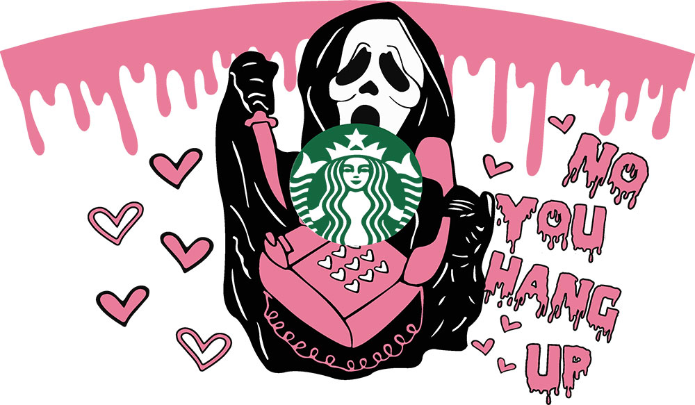 Scream Starbucks Cup Tumbler, Handmade, Ghostface, Halloween, Hang Up