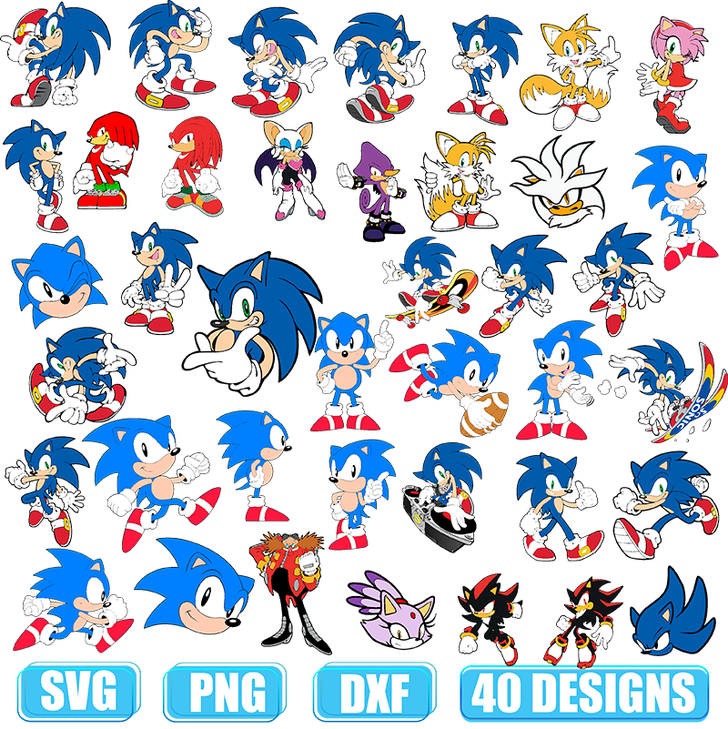 Sonic Face SVG, PNG, DXF Instant download files for Cricut Design Space,  Silhouette, Cutting, Printing, or more