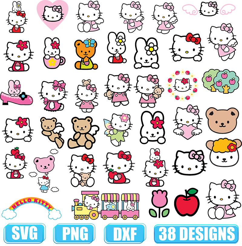 Sanrio Characters Bundle Svg, Sanrio Svg, Hello Kitty Svg, Kawaii Svg,  Cricut, Silhouette Vector Cut File