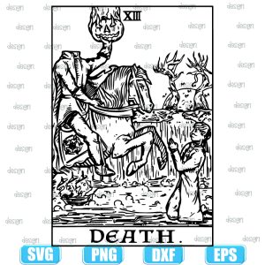 death tarot card headless horseman gothic halloween spooky,halloween svg,halloween svg images,halloween shirt svg