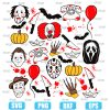 Halloween Horror character doodle collage