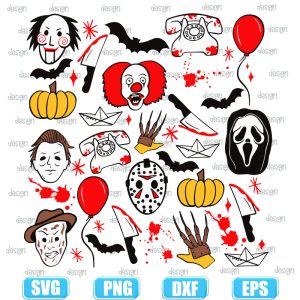 halloween horror character doodle collage,halloween svg,halloween svg images,halloween shirt svg