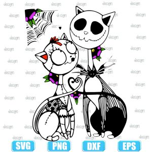 jack and sally cat halloween,halloween svg,halloween svg images,halloween shirt svg