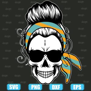 messy bun skull retro bandana halloween,halloween svg,halloween svg images