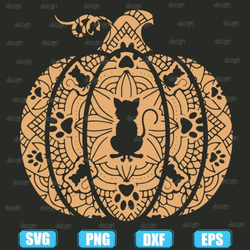 Pumpkin Cat Mandala Halloween