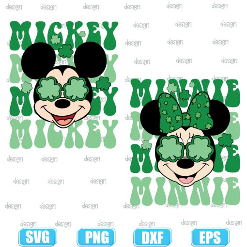 Retro St. Patricks mickey minnie Mouse