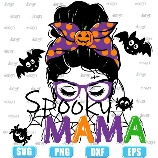 Spooky Mama Messy Bun Halloween