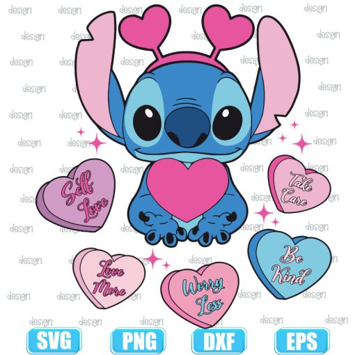 Stitch valentine heart