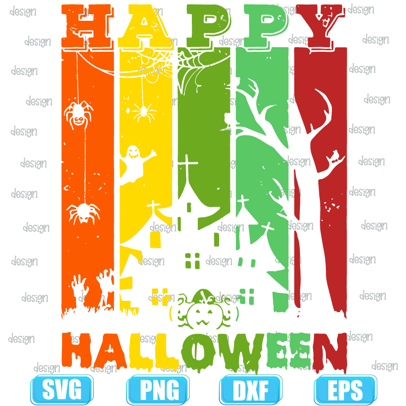 vintage happy halloween colorful,halloween svg,halloween svg images,halloween shirt svg
