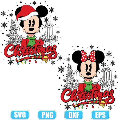Christmas mickey light snow