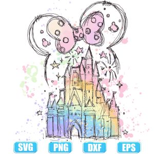 Mouse Ear Castle Png,Watercolor Castle Clipart Png,Magical Kingdom Png,Retro Colorful Castle