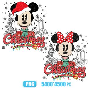 Mickey and minnie mouse Christmas light png